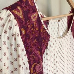 FREE PEOPLE PATCHWORK PAISLEY FLOWY TOP. SIZE MEDIUM. LIKE NEW CONDITION.